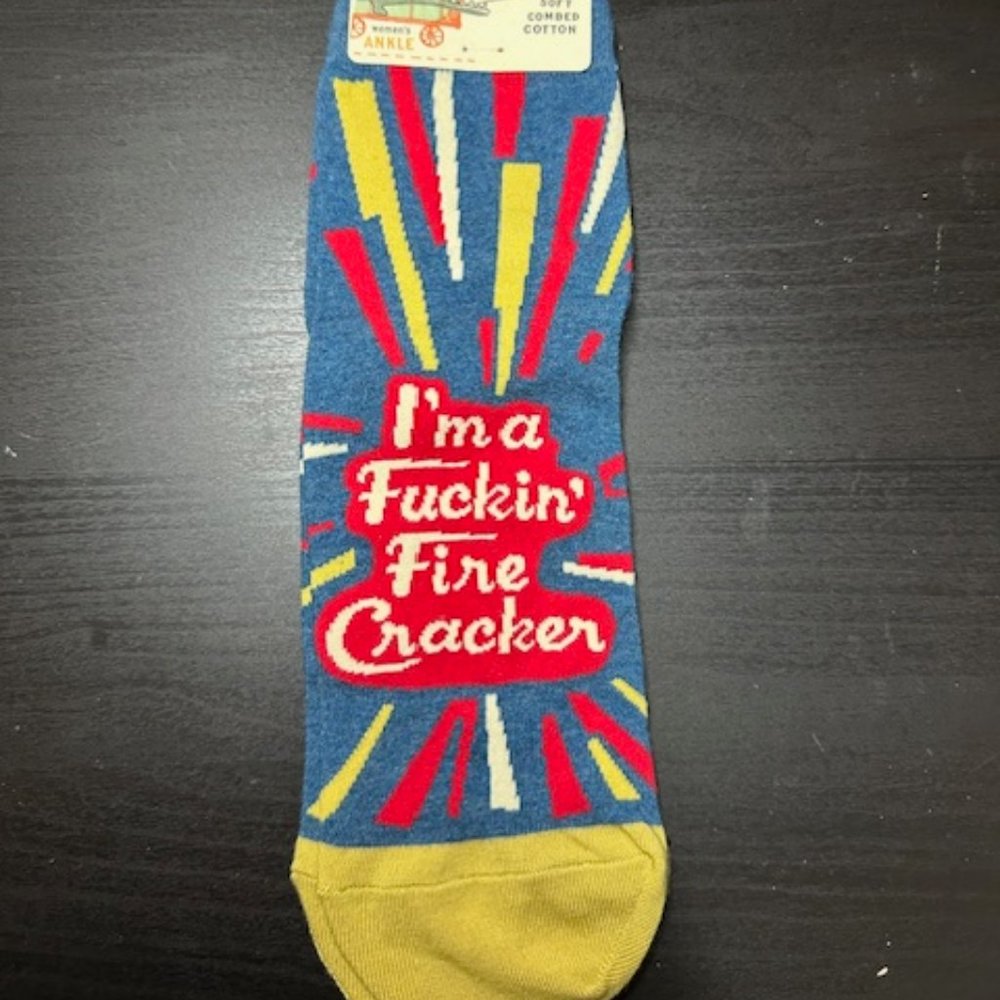 BlueQ Hilarious I'm a F*** Fire Cracker Ankle Socks Fits Shoe 5-10